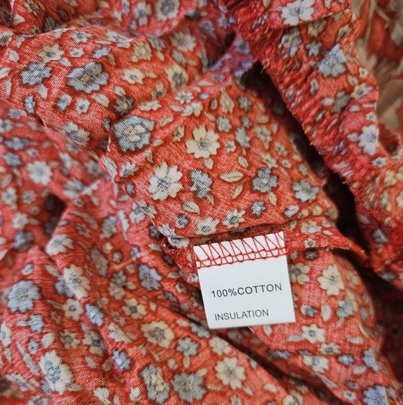 Hautellie Boutique Cotton Maxi Skirt Red Floral Print Ruffle Tier Size Med NWOT - Picture 8 of 16
